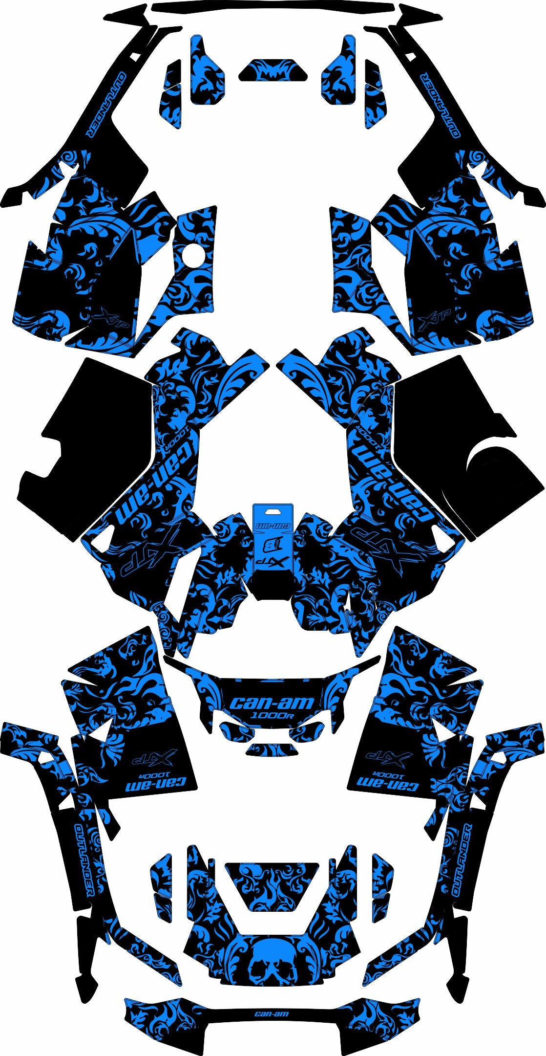 CAN-AM OUTLANDER G3 2025-2027 FULL GRAPHICS KIT "MOTTLED BLUE" DESIGN