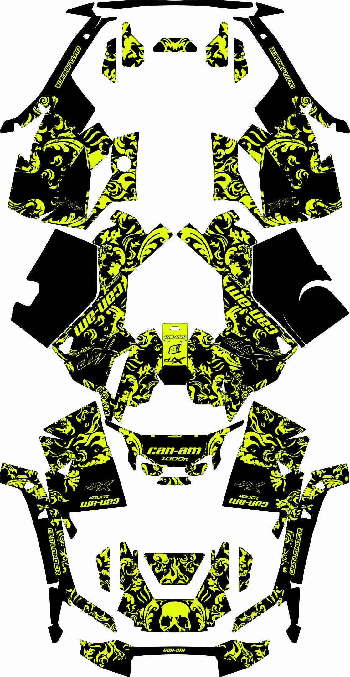 CAN-AM OUTLANDER G3 2025-2027 FULL GRAPHICS KIT "MOTTLED NEON YELLOW" DESIGN
