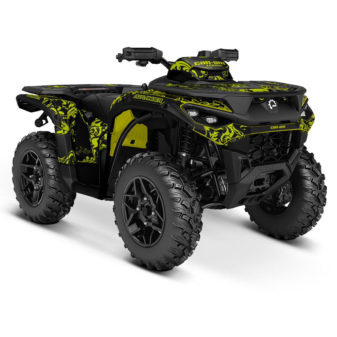 CAN-AM OUTLANDER G3 2025-2027 FULL GRAPHICS KIT "MOTTLED NEON YELLOW" DESIGN