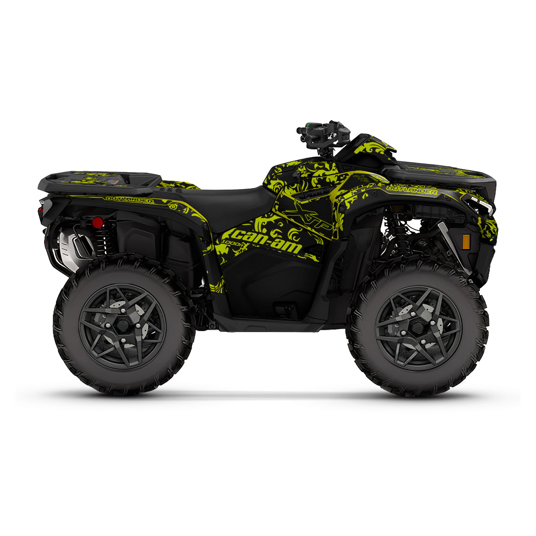CAN-AM OUTLANDER G3 2025-2027 FULL GRAPHICS KIT "MOTTLED NEON YELLOW" DESIGN
