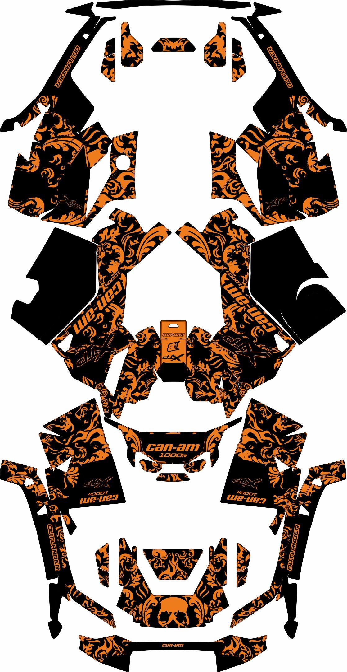 CAN-AM OUTLANDER G3 2025-2027 FULL GRAPHICS KIT "MOTTLED ORANGE" DESIGN