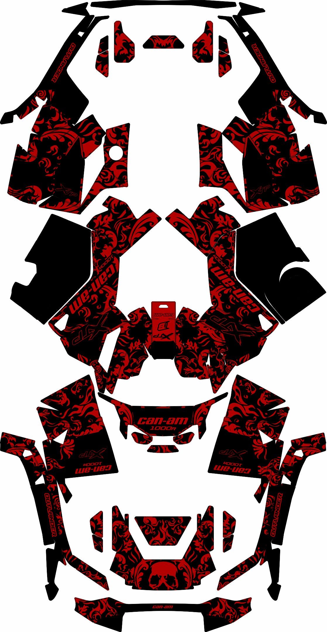 CAN-AM OUTLANDER G3 2025-2027 FULL GRAPHICS KIT "MOTTLED RED" DESIGN