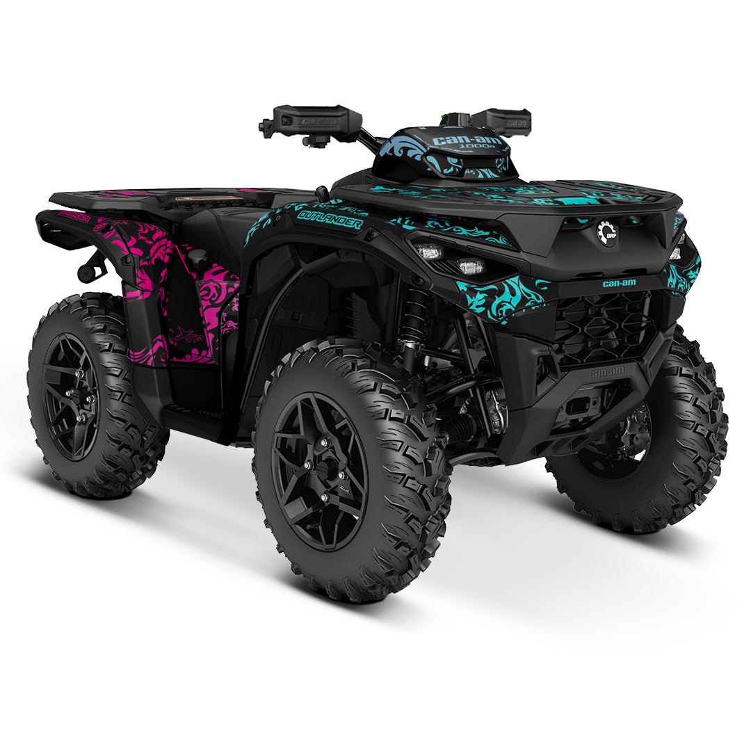 CAN-AM OUTLANDER G3 2025-2027 FULL GRAPHICS KIT "MOTTLED TEAL PINK" DESIGN