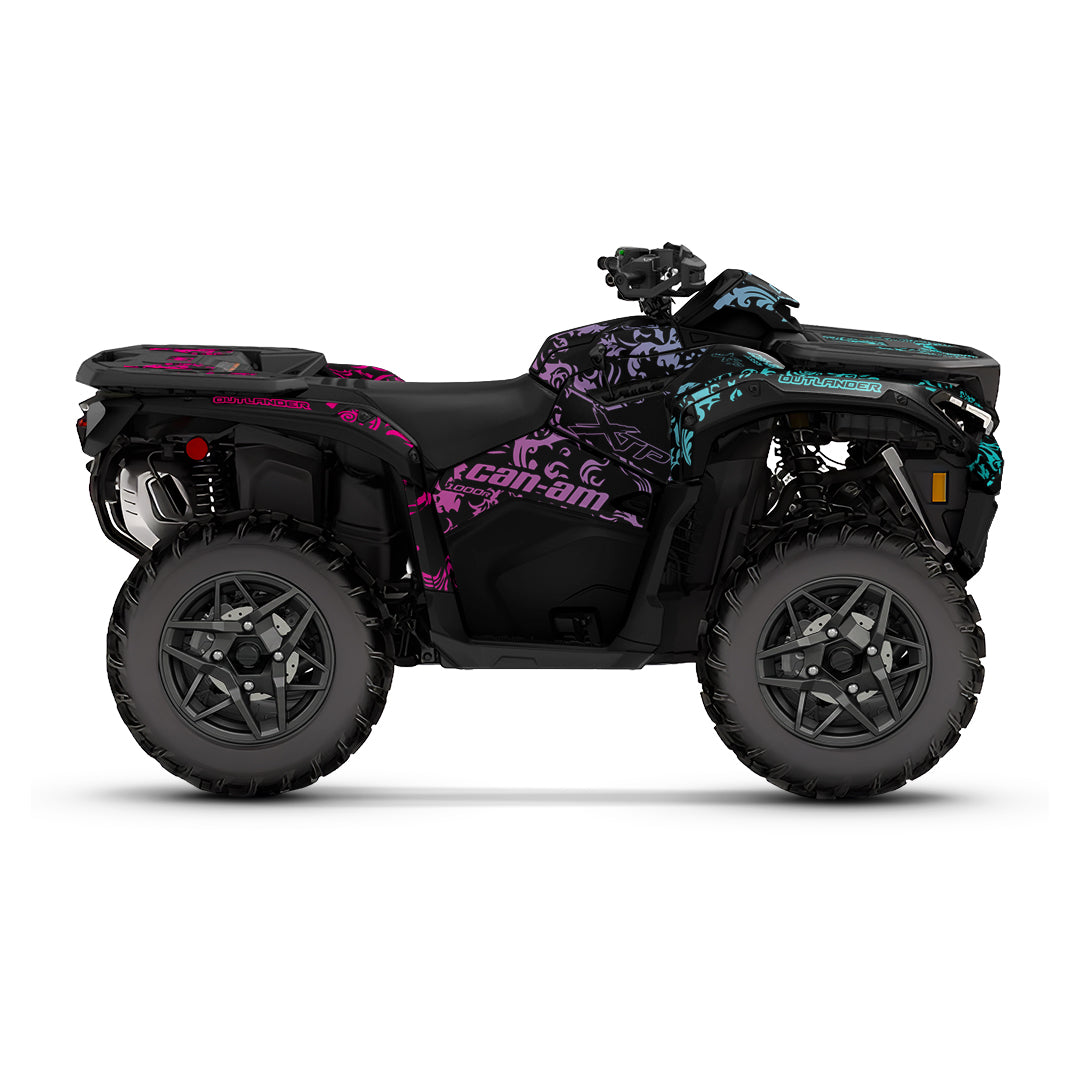 CAN-AM OUTLANDER G3 2025-2027 FULL GRAPHICS KIT "MOTTLED TEAL PINK" DESIGN