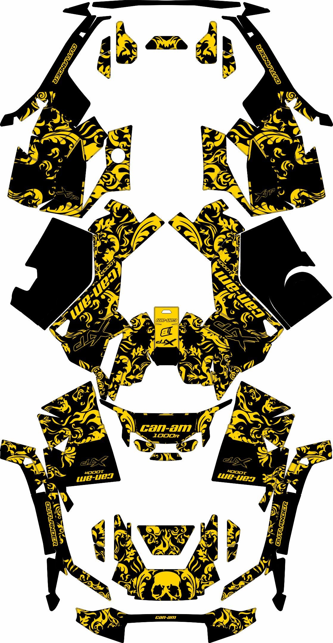CAN-AM OUTLANDER G3 2025-2027 FULL GRAPHICS KIT "MOTTLED YELLOW" DESIGN