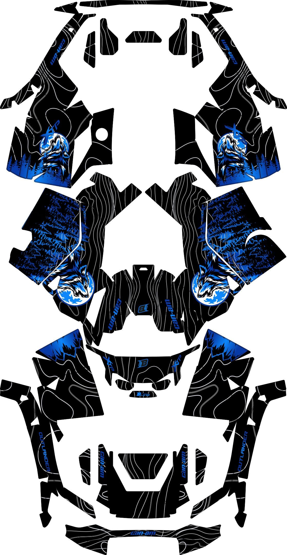CAN-AM OUTLANDER G3 2025-2027 FULL GRAPHICS KIT "VOLF BLUE" DESIGN
