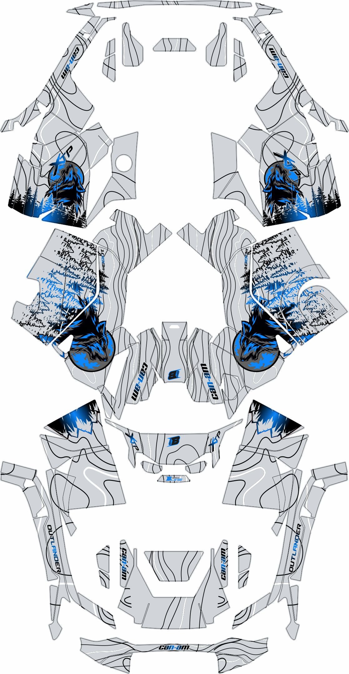 CAN-AM OUTLANDER G3 2025-2027 FULL GRAPHICS KIT "VOLF GREY" DESIGN