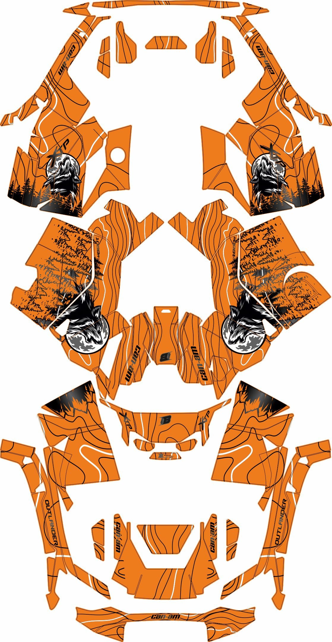CAN-AM OUTLANDER G3 2025-2027 FULL GRAPHICS KIT "VOLF ORANGE" DESIGN