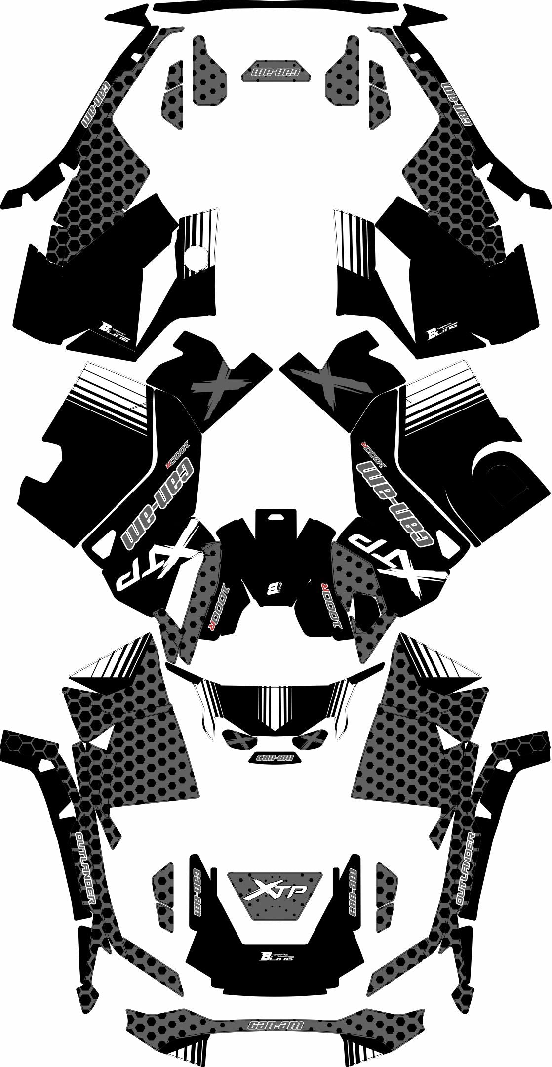 CAN-AM OUTLANDER G3 2025-2027 FULL GRAPHICS KIT "RADON BLACK" DESIGN