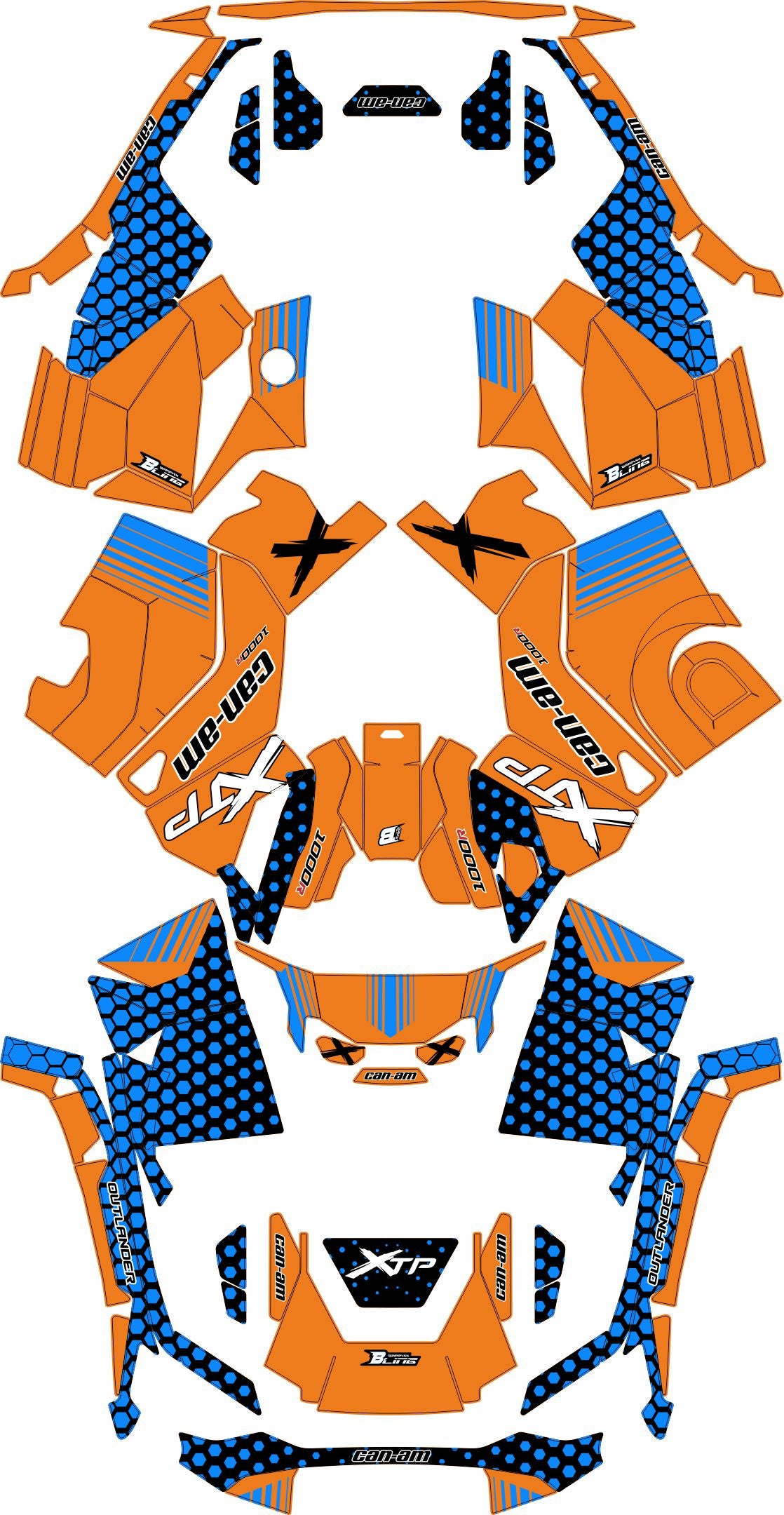 CAN-AM OUTLANDER G3 2025-2027 FULL GRAPHICS KIT "RADON ORANGE" DESIGN