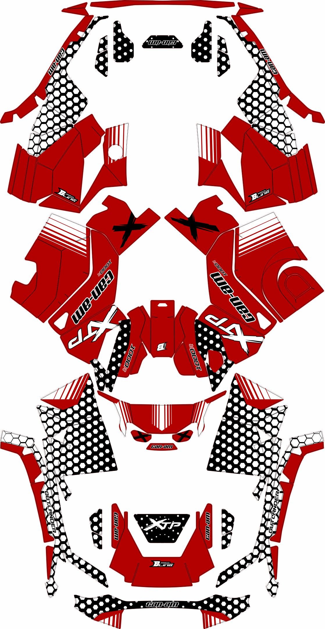 CAN-AM OUTLANDER G3 2025-2027 FULL GRAPHICS KIT "RADON RED" DESIGN