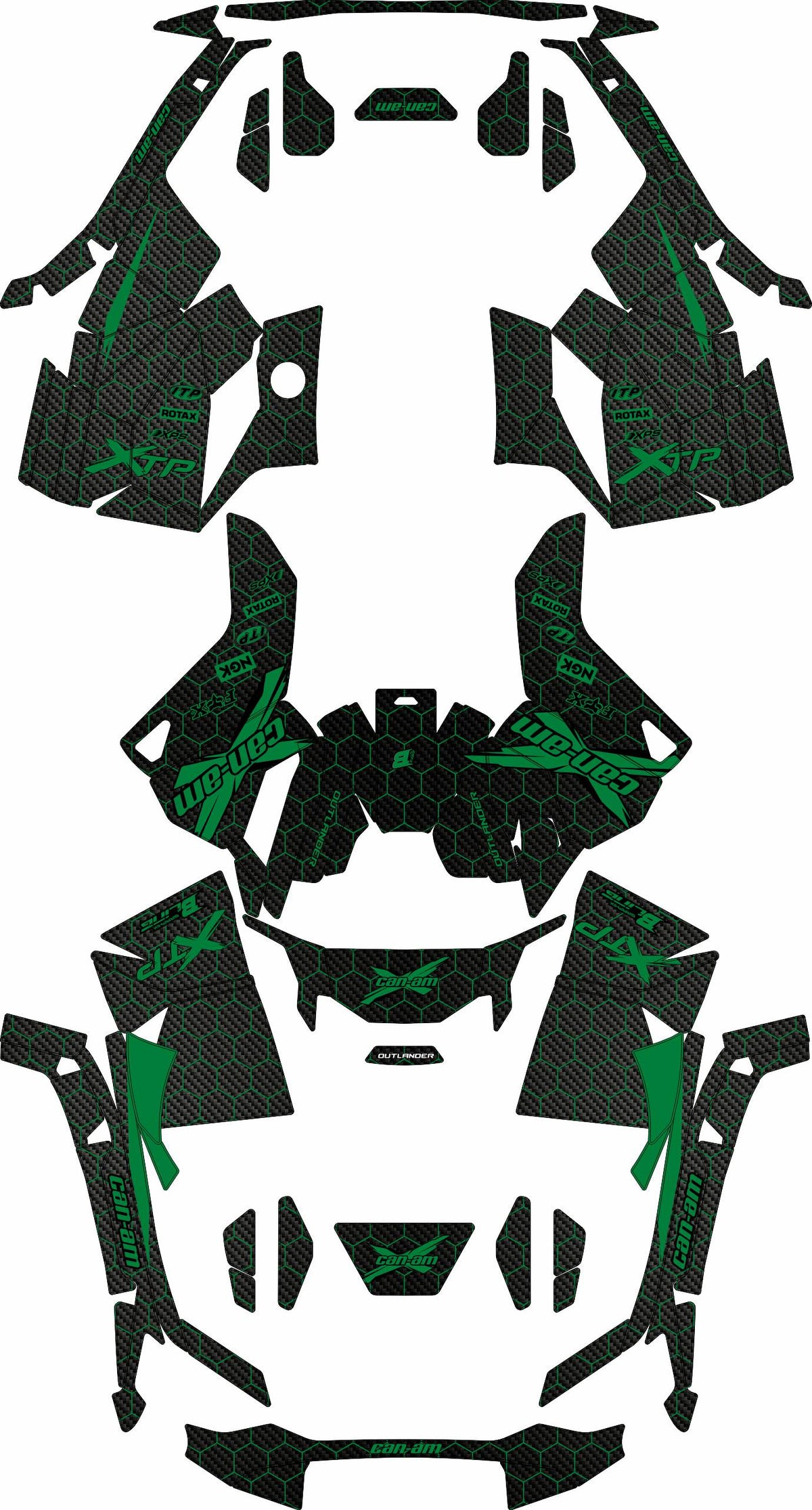 CAN-AM OUTLANDER G3 2025-2027 FULL GRAPHICS KIT "COMBO GREEN" DESIGN