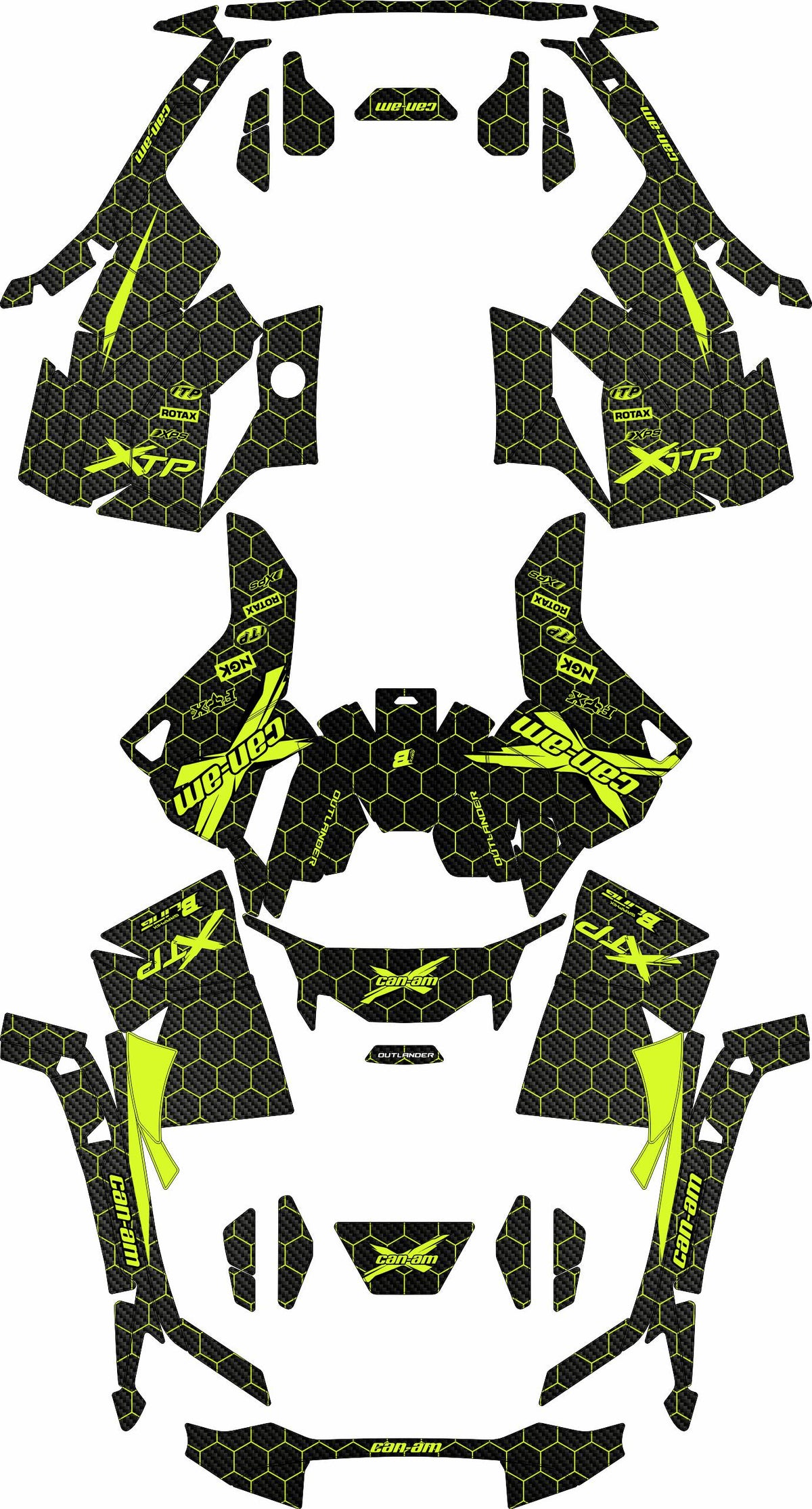 CAN-AM OUTLANDER G3 2025-2027 FULL GRAPHICS KIT "COMBO LIME" DESIGN