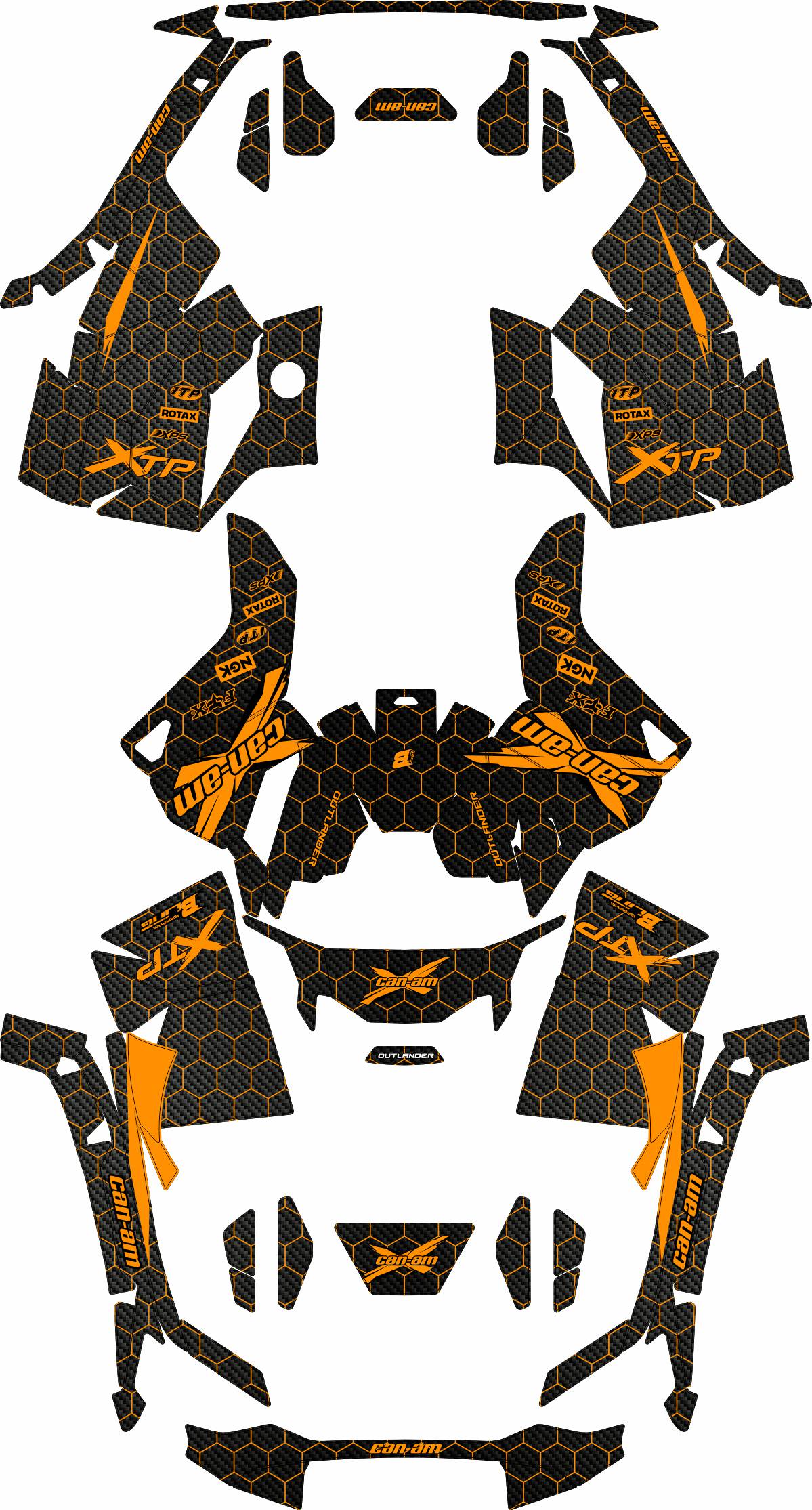 CAN-AM OUTLANDER G3 2025-2027 FULL GRAPHICS KIT "COMBO ORANGE" DESIGN