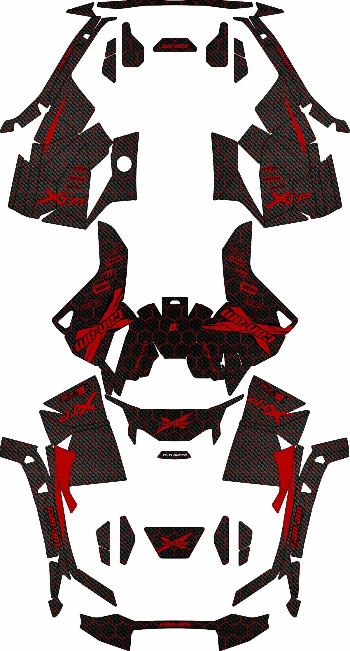 CAN-AM OUTLANDER G3 2025-2027 FULL GRAPHICS KIT "COMBO RED" DESIGN