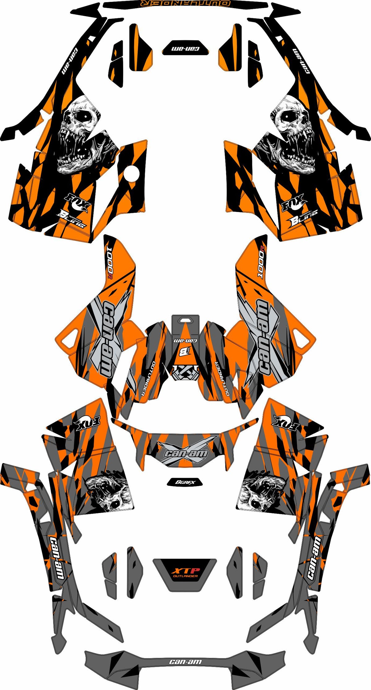 CAN-AM OUTLANDER G3 2025-2027 FULL GRAPHICS KIT "SCREAM ORANGE" DESIGN