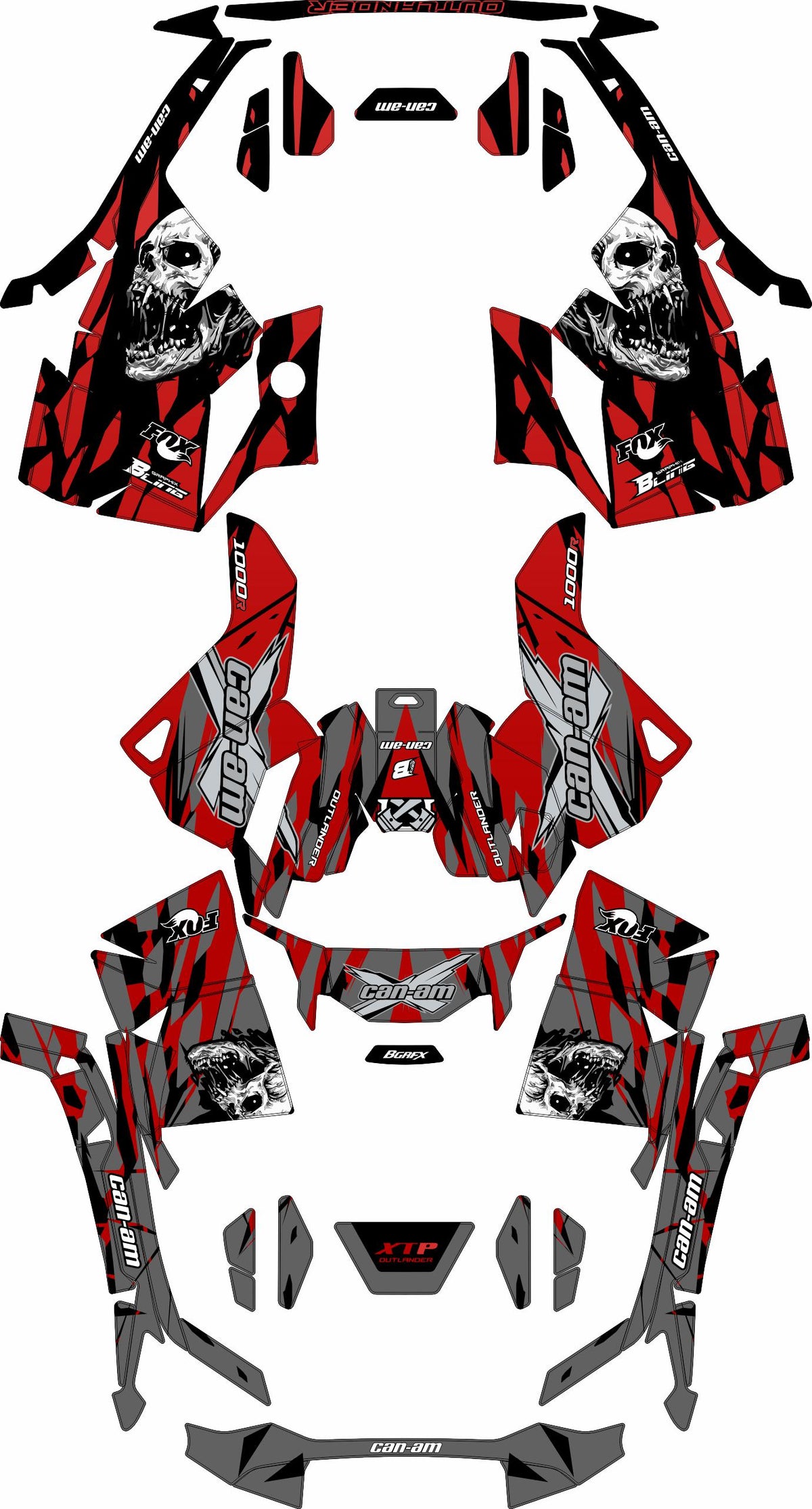 CAN-AM OUTLANDER G3 2025-2027 FULL GRAPHICS KIT "SCREAM RED" DESIGN