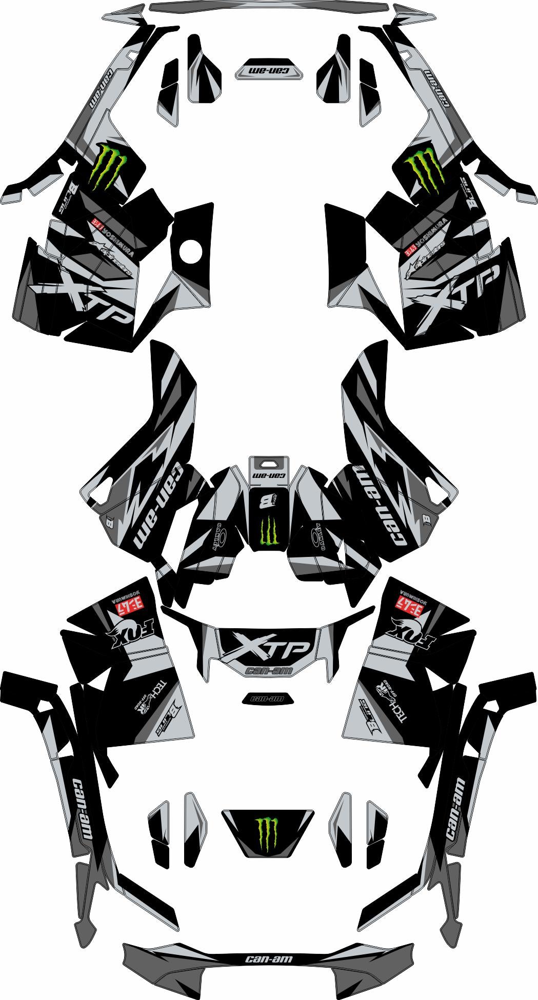 CAN-AM OUTLANDER G3 2025 FULL GRAPHICS KIT "RACED GREY" DESIGN