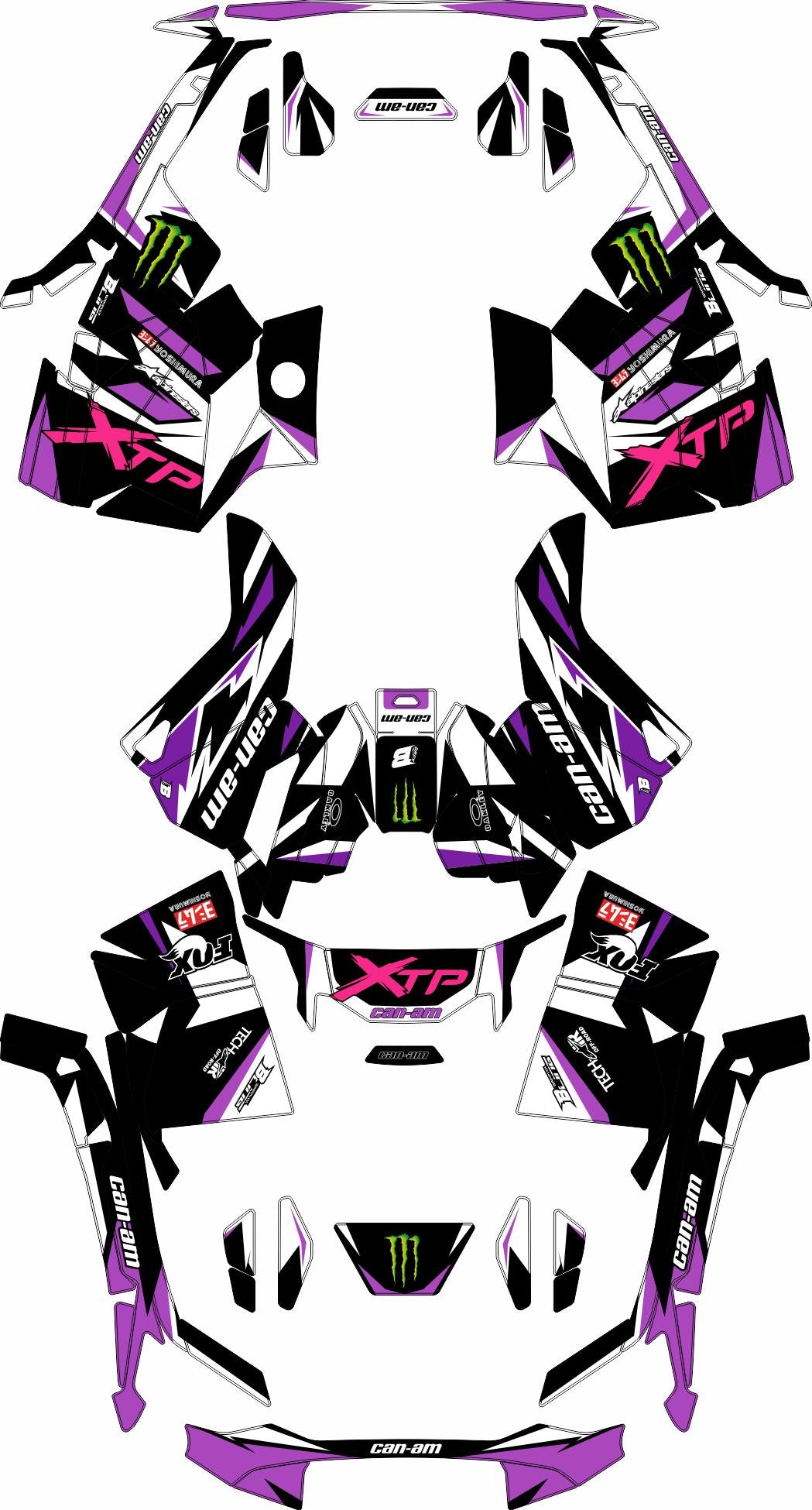 CAN-AM OUTLANDER G3 2025 FULL GRAPHICS KIT "RACED PURPLE" DESIGN