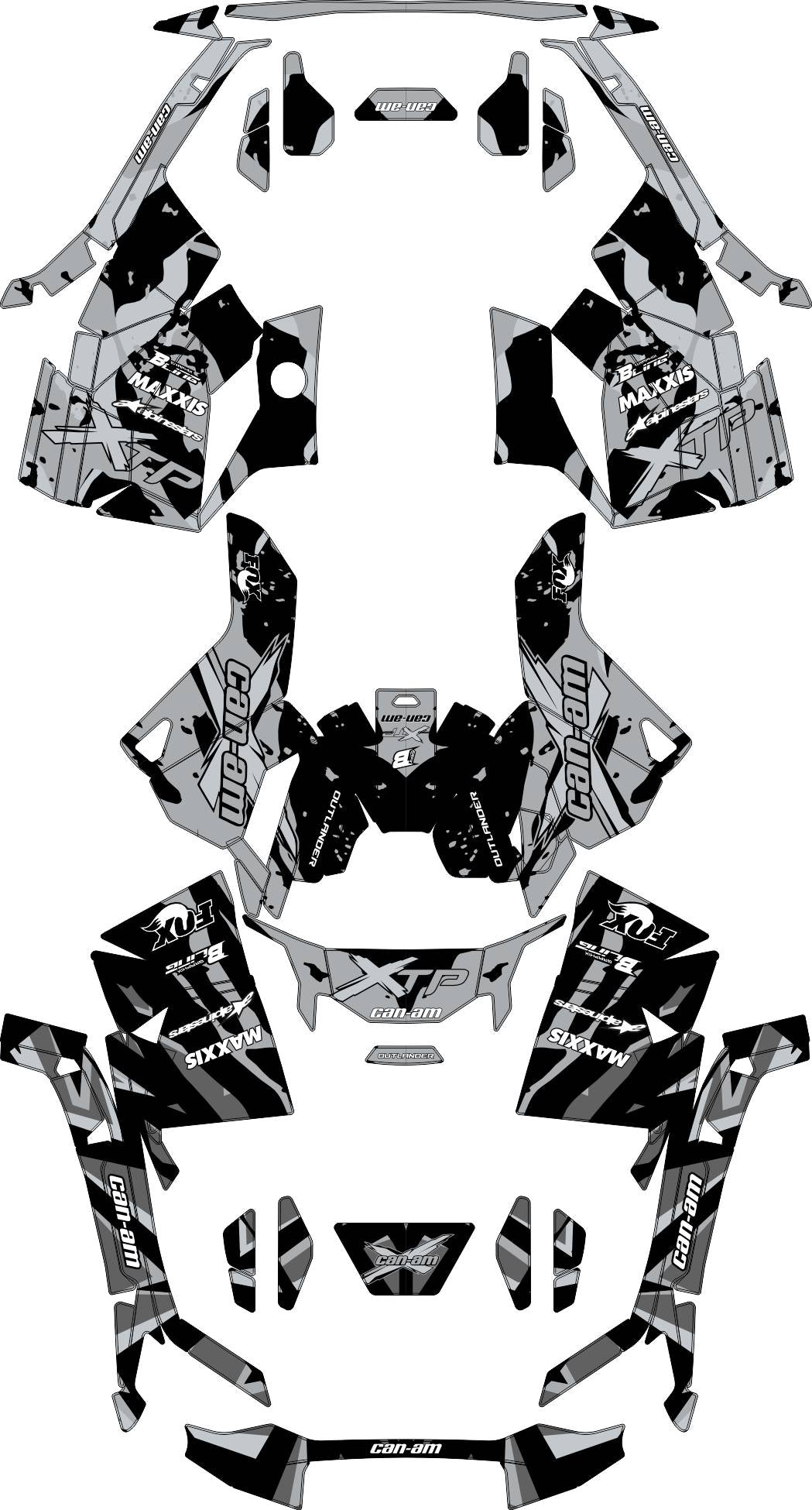 CAN-AM OUTLANDER G3 2025 FULL GRAPHICS KIT "CAMED GREY" DESIGN