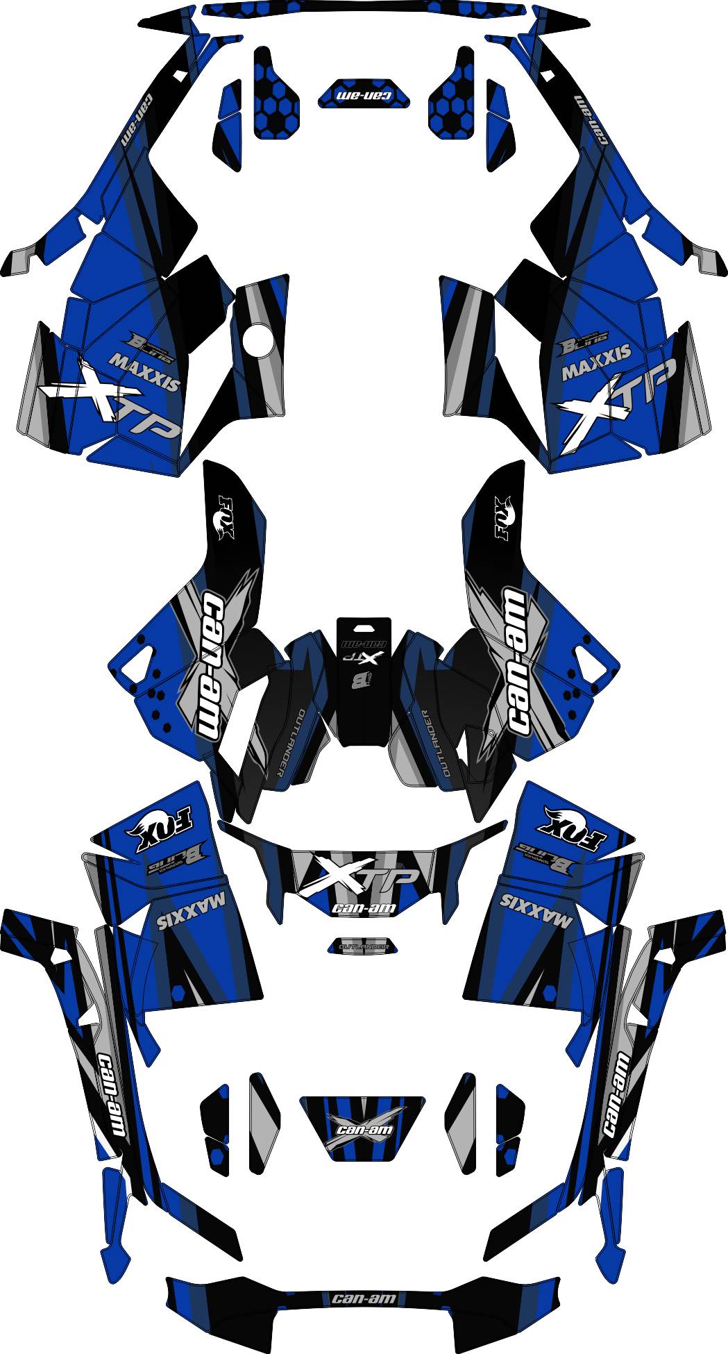 CAN-AM OUTLANDER G3 2025 FULL GRAPHICS KIT "DESTROYER BLUE" DESIGN