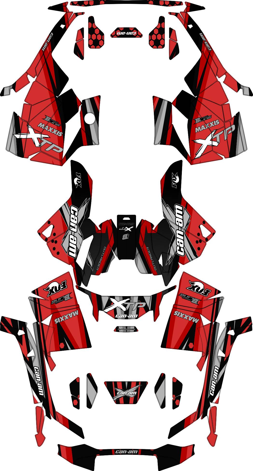 CAN-AM OUTLANDER G3 2025 FULL GRAPHICS KIT "DESTROYER RED" DESIGN