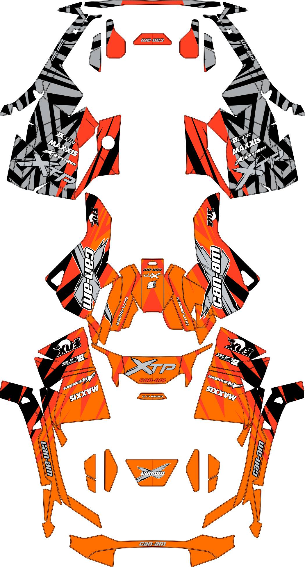 CAN-AM OUTLANDER G3 2025 FULL GRAPHICS KIT "PULSED ORANGE" DESIGN