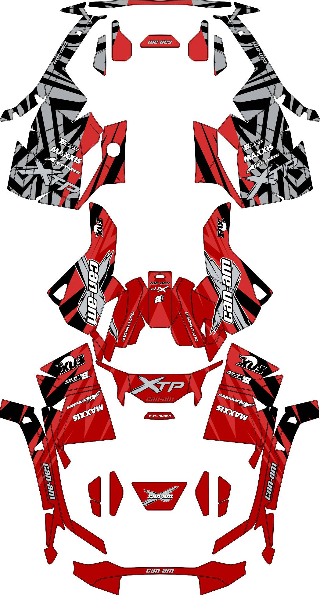 CAN-AM OUTLANDER G3 2025 FULL GRAPHICS KIT "PULSED RED" DESIGN