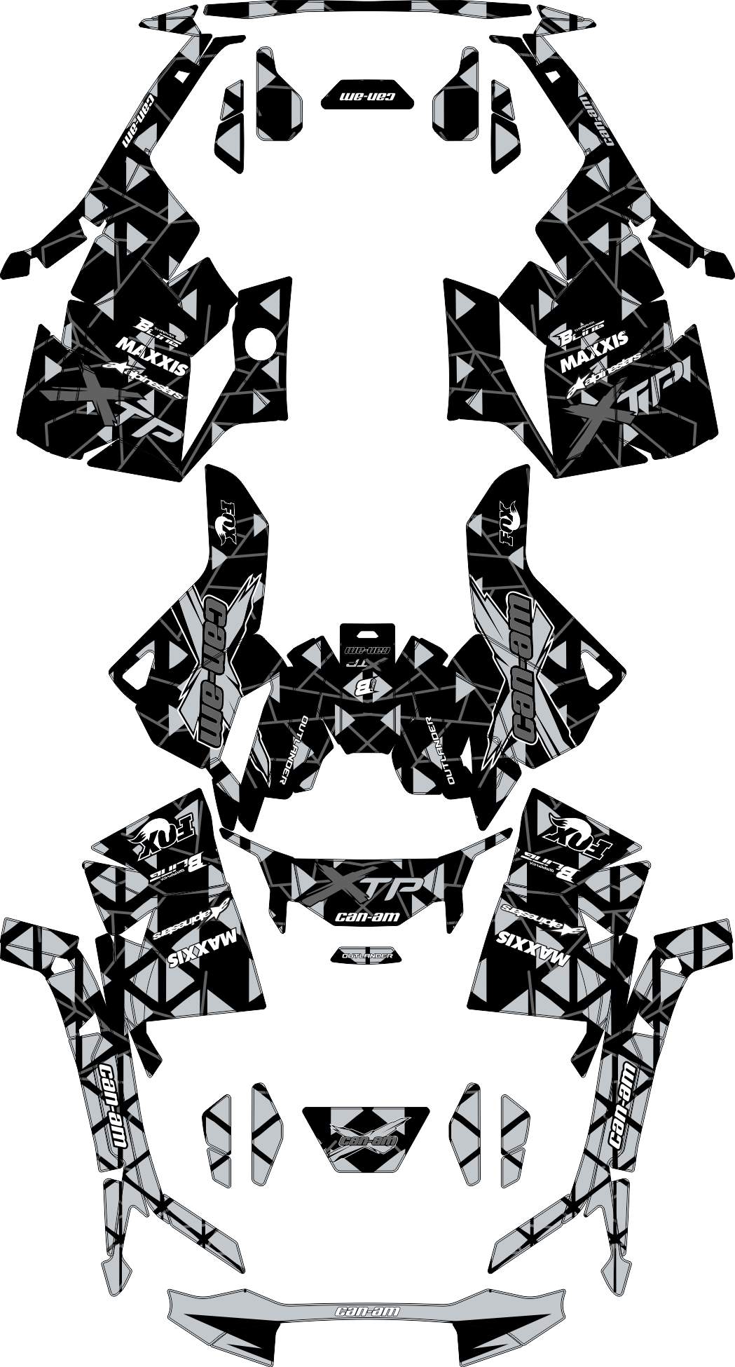 CAN-AM OUTLANDER G3 2025 FULL GRAPHICS KIT "TRINGLED GREY" DESIGN