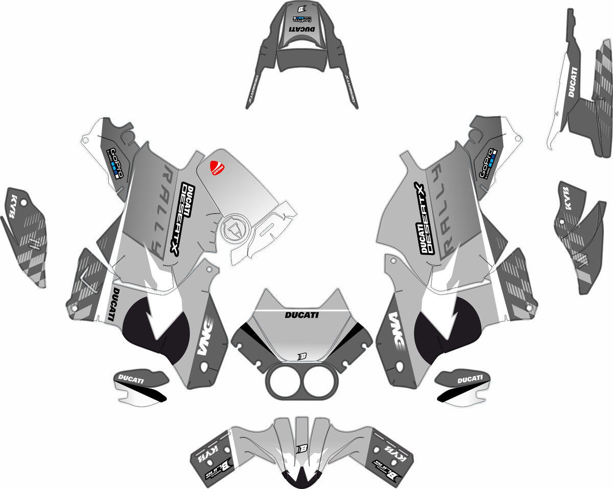 DUCATI DESERT X FULL GRAPHICS KIT ''FACTORED GREY'' DESIGN