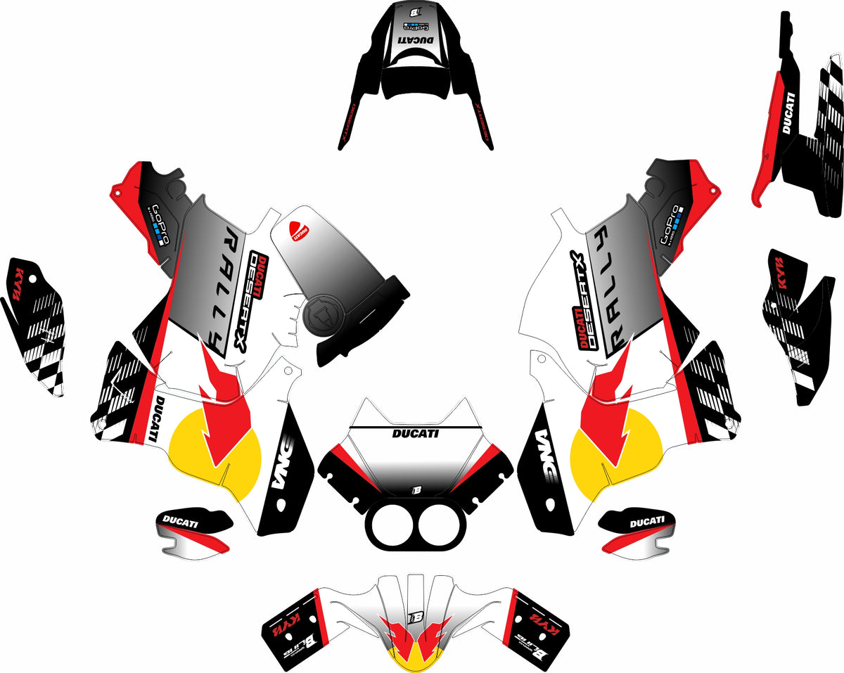 DUCATI DESERT X FULL GRAPHICS KIT ''FACTORED WHITE'' DESIGN