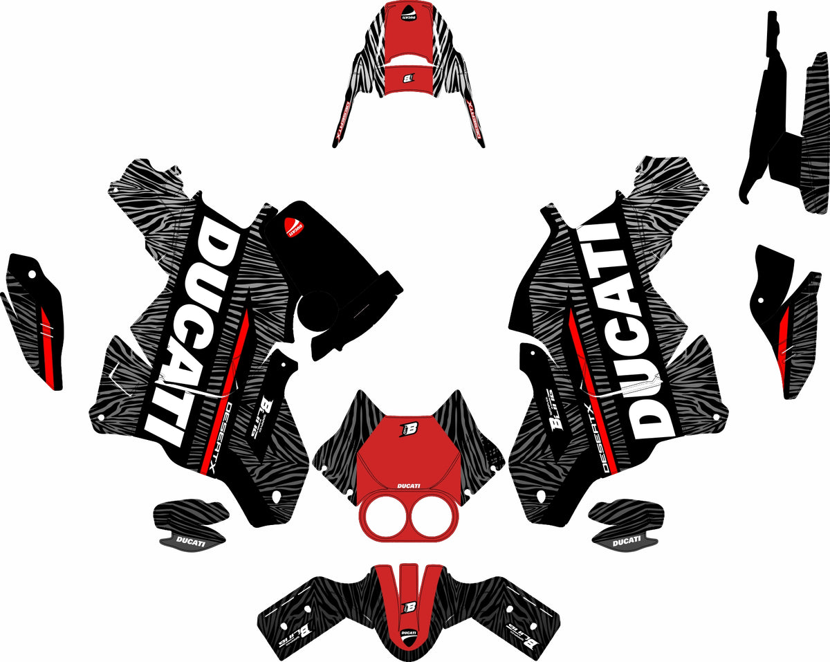 DUCATI DESERT X FULL GRAPHICS KIT ''ZEBRA BLACK'' DESIGN