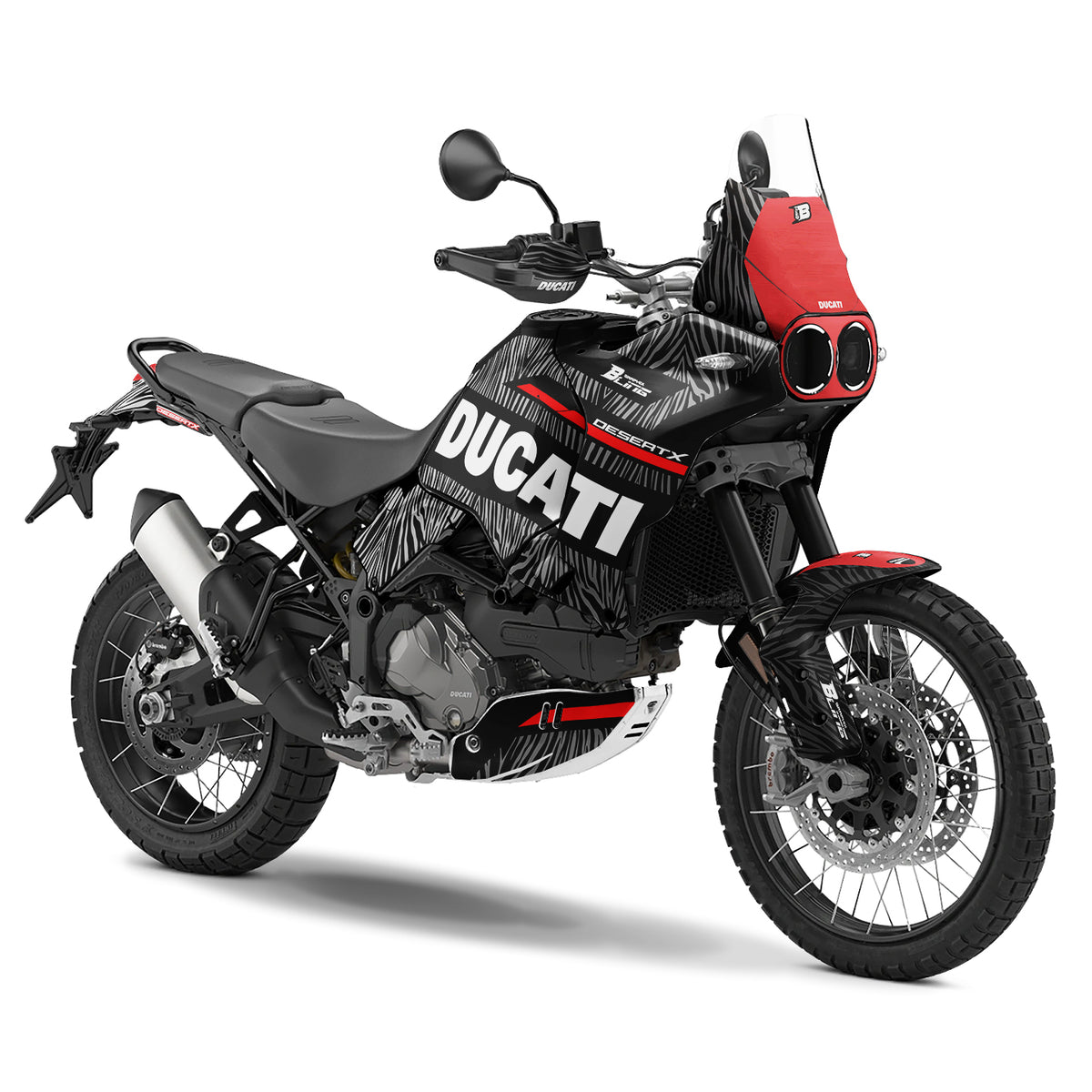 DUCATI DESERT X FULL GRAPHICS KIT ''ZEBRA BLACK'' DESIGN