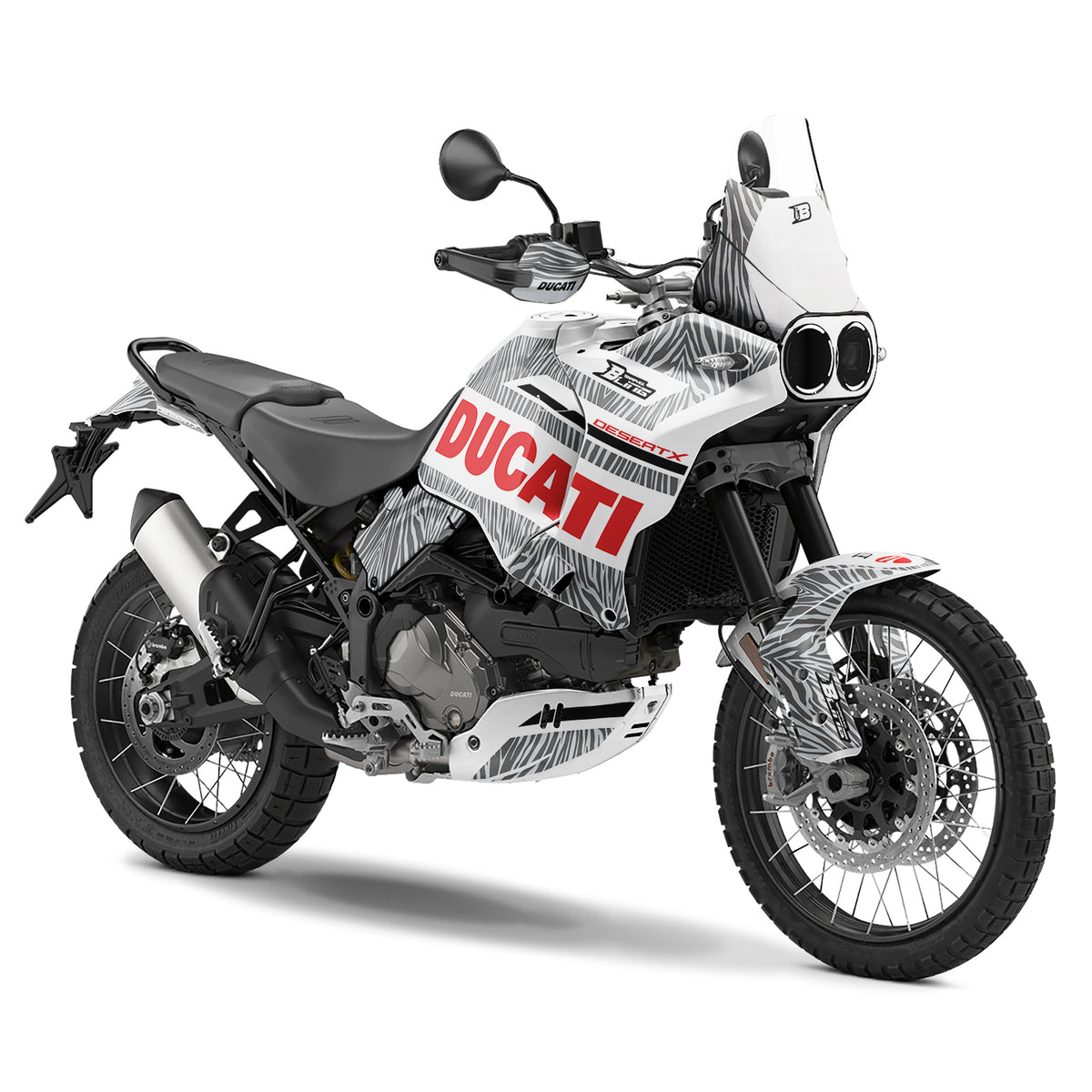 DUCATI DESERT X FULL GRAPHICS KIT ''ZEBRA WHITE'' DESIGN