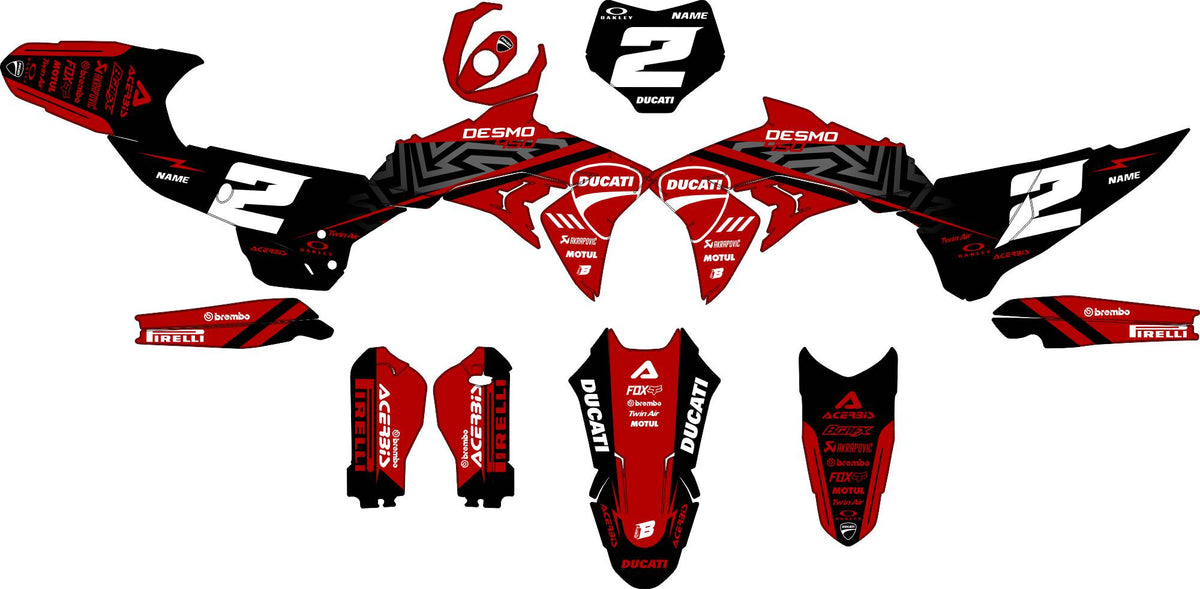 DUCATI DESMO FULL GRAPHICS KIT ''BASED BLACK'' DESIGN