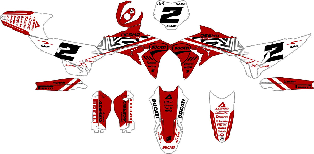 DUCATI DESMO FULL GRAPHICS KIT ''BASED WHITE'' DESIGN
