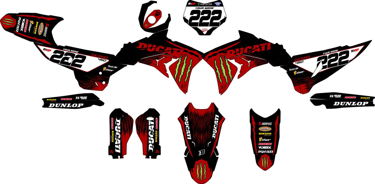 DUCATI DESMO FULL GRAPHICS KIT ''FACTORED BLACK'' DESIGN
