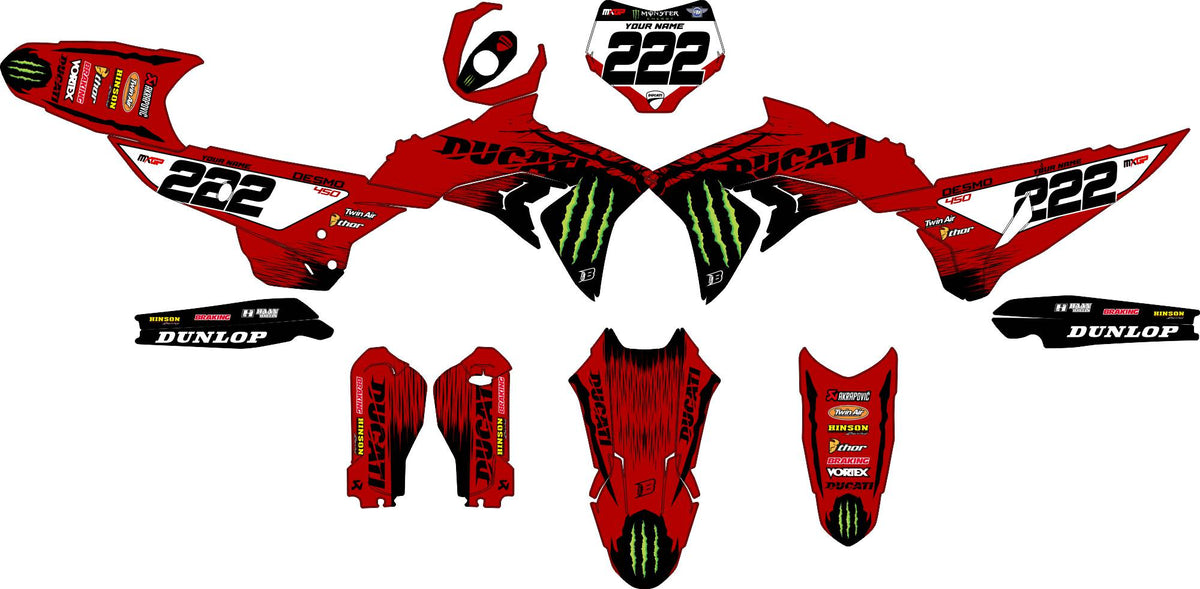 DUCATI DESMO FULL GRAPHICS KIT ''FACTORED RED'' DESIGN