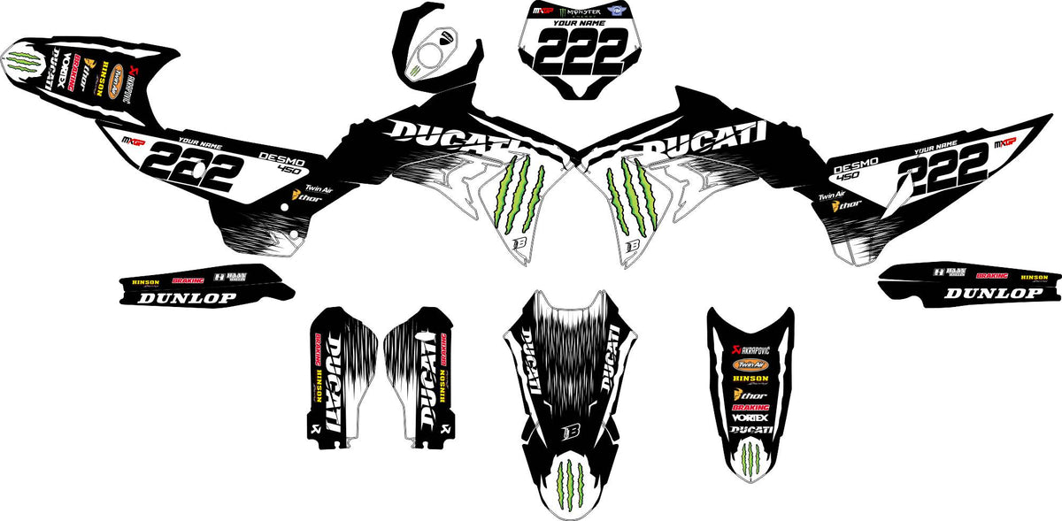 DUCATI DESMO FULL GRAPHICS KIT ''FACTORED WHITE'' DESIGN