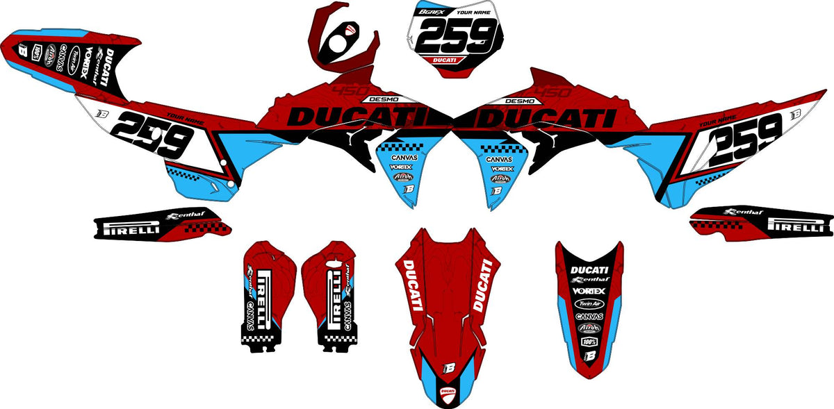DUCATI DESMO FULL GRAPHICS KIT ''PRIME BLUE'' DESIGN