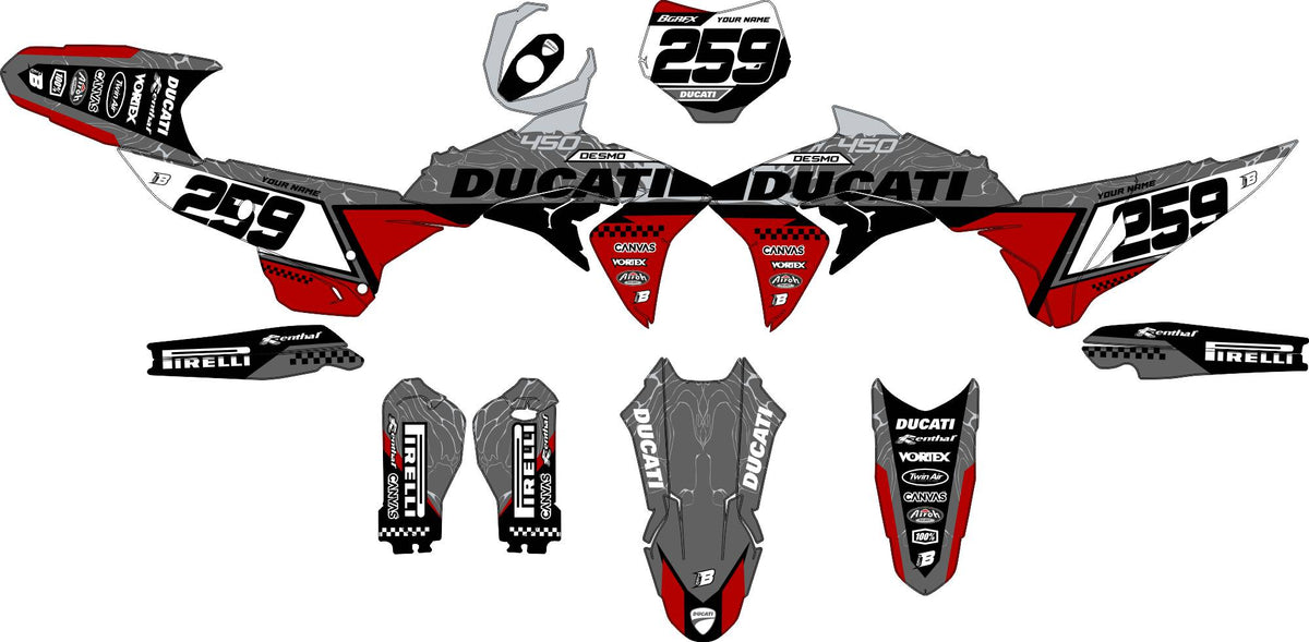 DUCATI DESMO FULL GRAPHICS KIT ''PRIME GREY'' DESIGN
