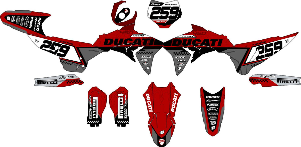 DUCATI DESMO FULL GRAPHICS KIT ''PRIME RED'' DESIGN