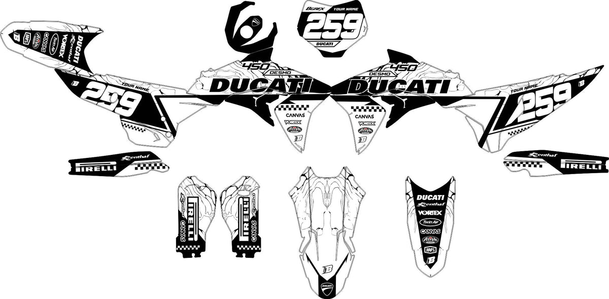 DUCATI DESMO FULL GRAPHICS KIT ''PRIME WHITE'' DESIGN