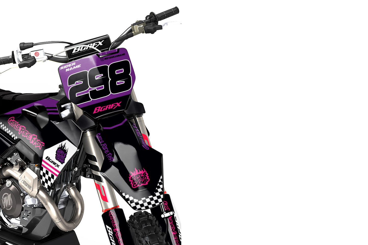 FULL GRAPHICS KIT FOR HUSQVARNA ''GIRLSRIDEFAST PINK'' DESIGN