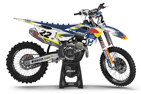 FULL GRAPHICS KIT FOR HUSQVARNA ''FACTORY ONE BLUE'' DESIGN