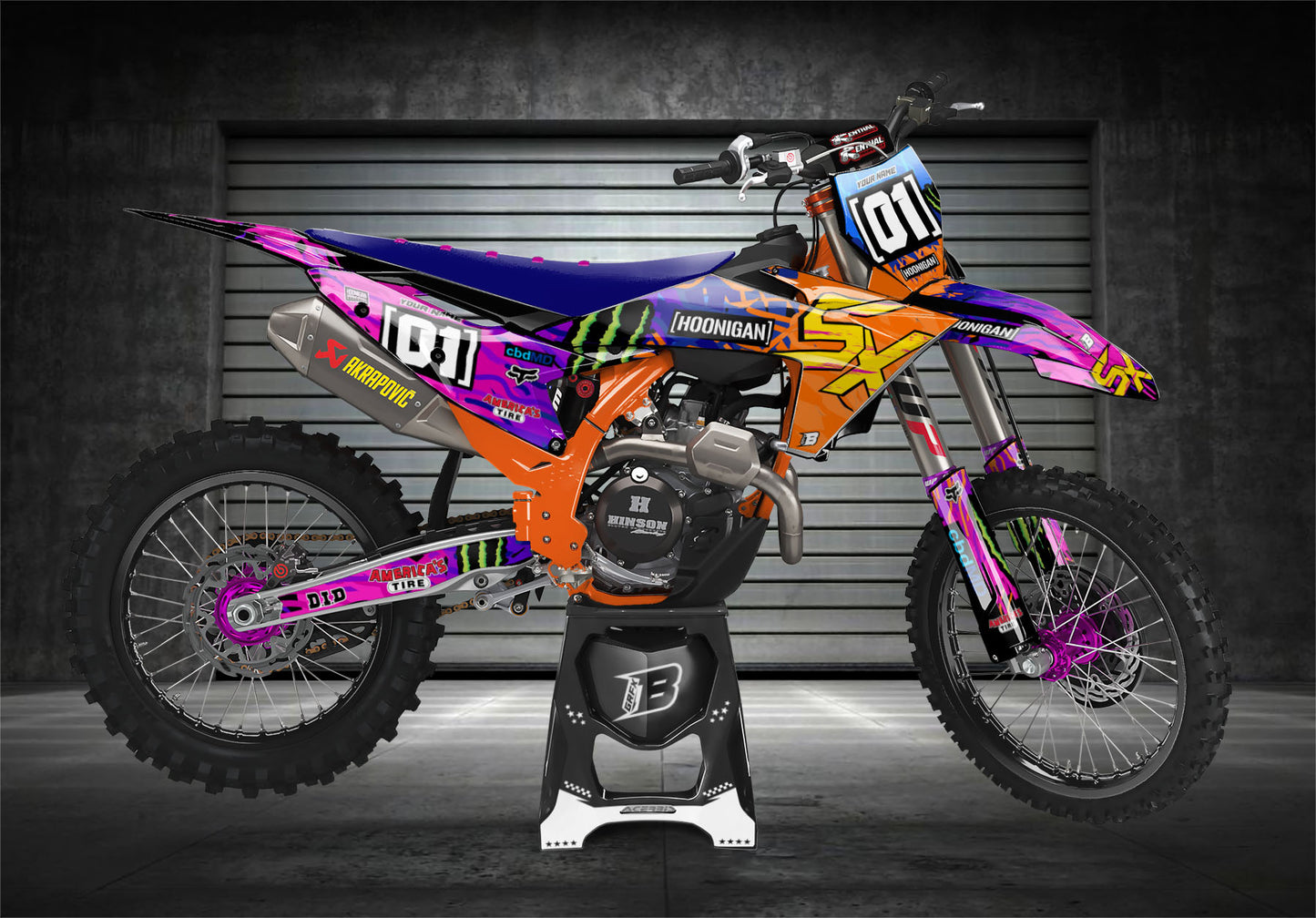 FULL GRAPHICS KIT FOR KTM ''HOONIGAN RETRO'' DESIGN