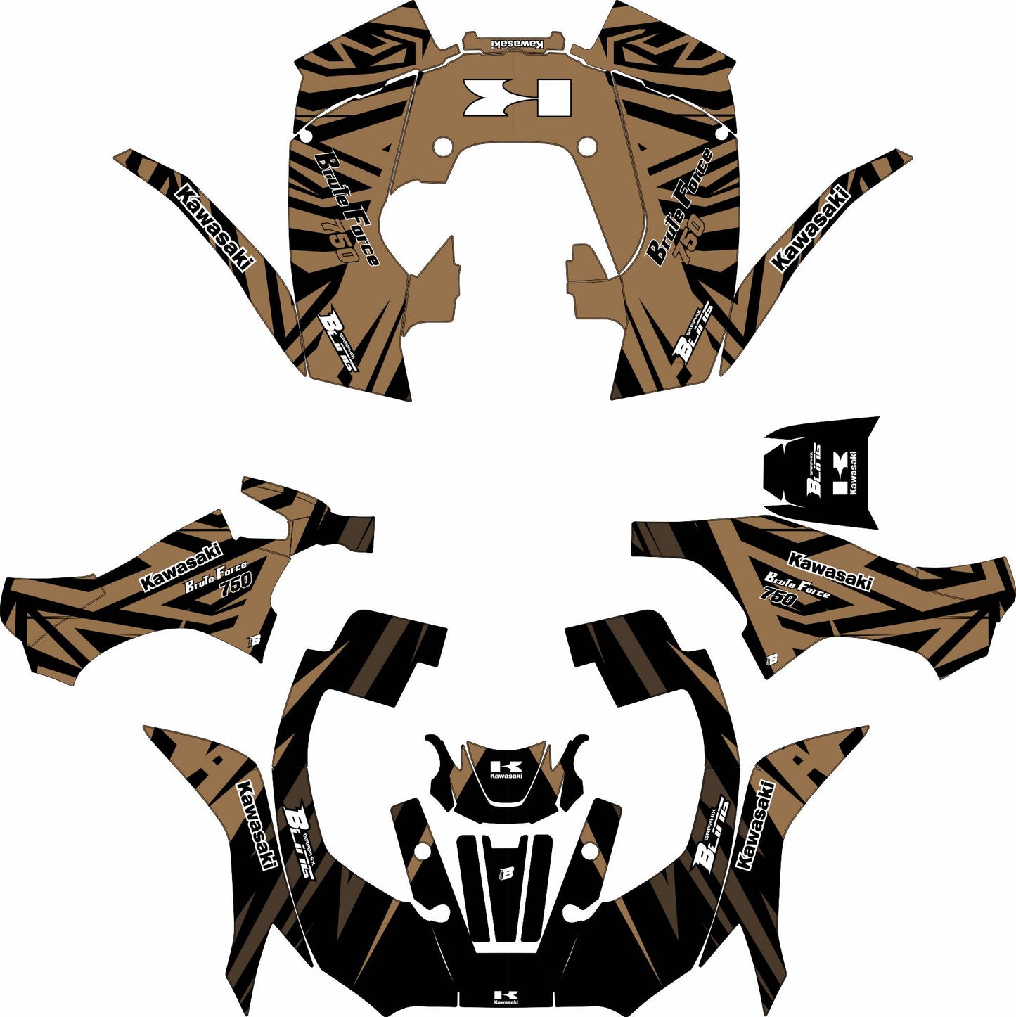 KAWASAKI BRUTE FORCE 750 FULL GRAPHICS KIT ''PULSED SAND'' DESIGN