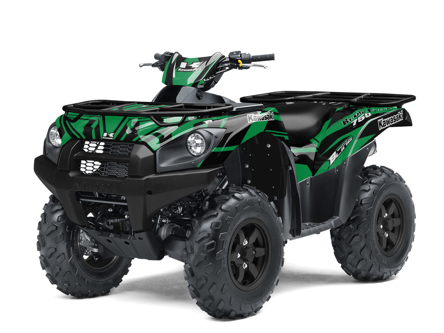 KAWASAKI BRUTE FORCE 750 FULL GRAPHICS KIT ''TOOLED GREEN'' DESIGN
