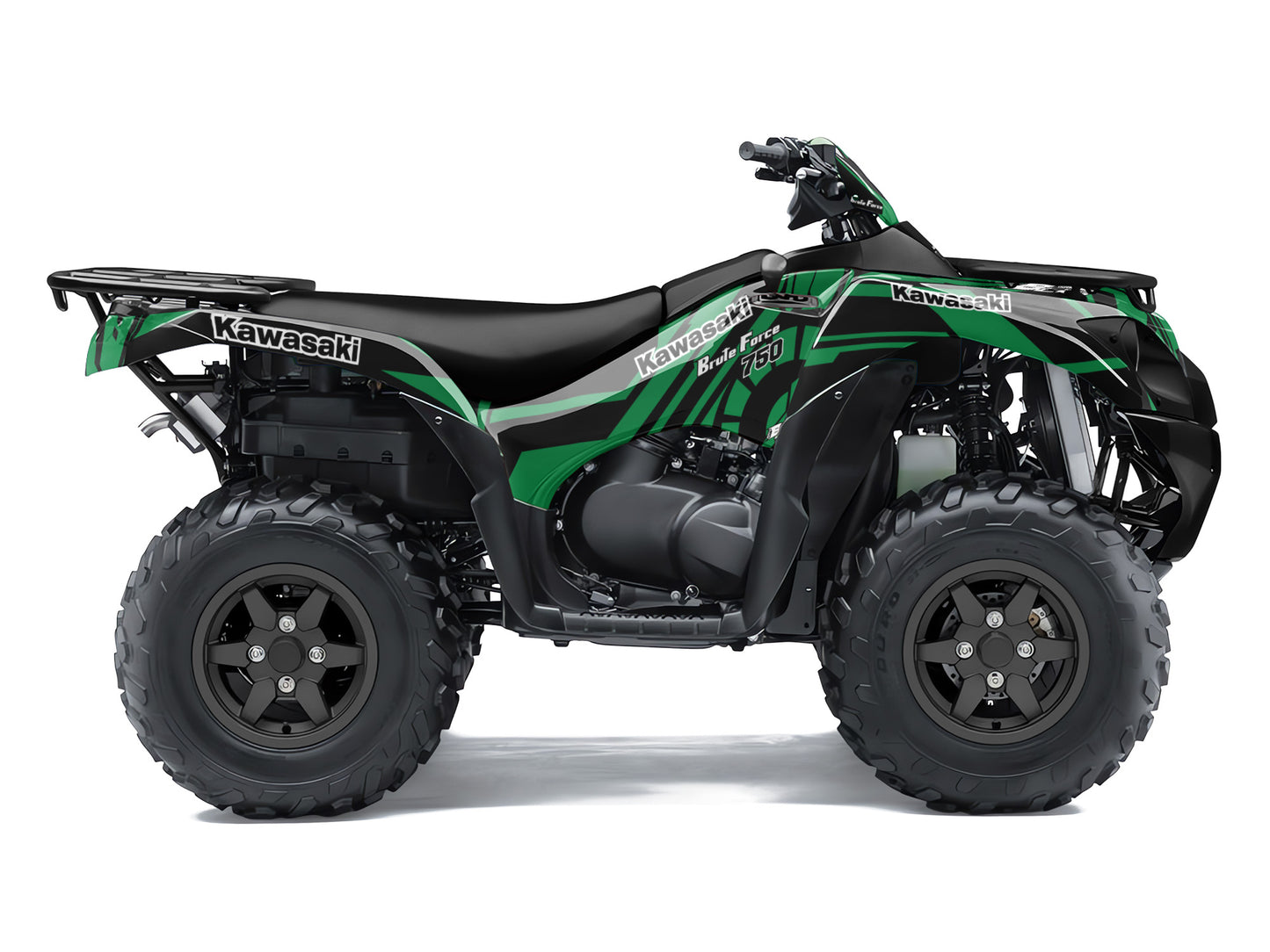 KAWASAKI BRUTE FORCE 750 FULL GRAPHICS KIT ''TOOLED GREEN'' DESIGN