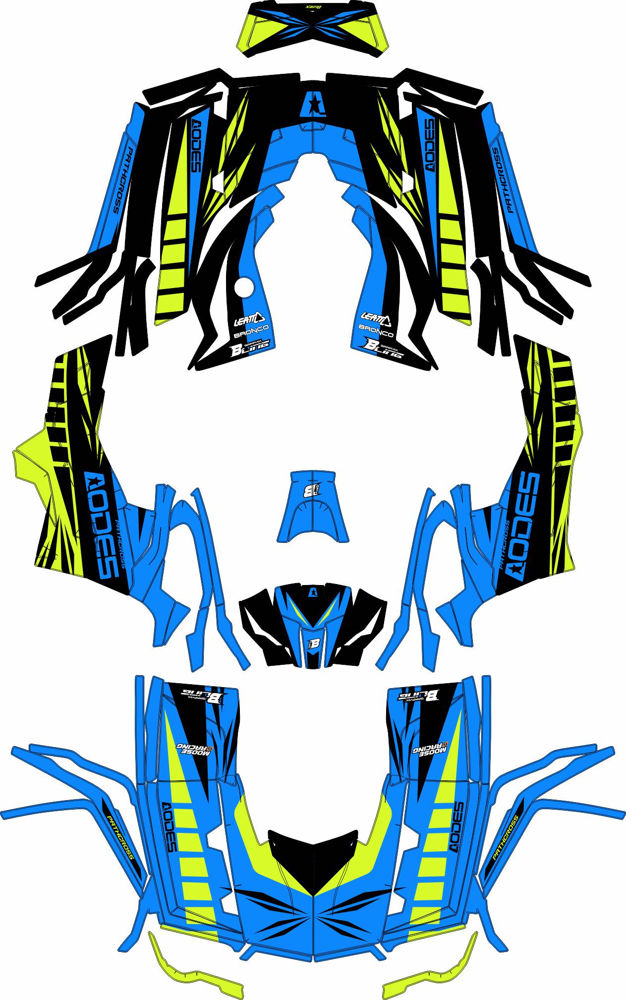 AODES ODES PATHCROSS 650 800 1000 FULL GRAPHICS KIT ''STRIPE BLUE'' DESIGN